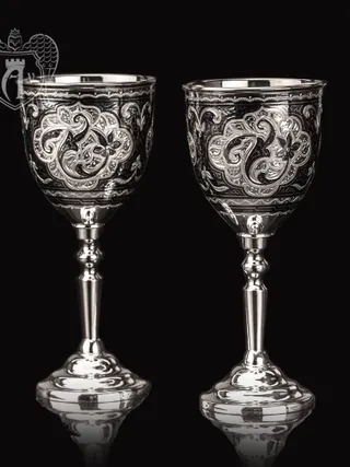 Бокалы из  серебра  «Камелия» 2 шт