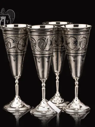 Бокалы из серебра «Колосс»  4 шт