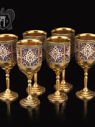 Бокалы серебряные «Авалон» с золочением 6 шт