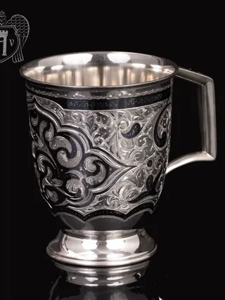 Большая кружка из серебра для напитков  «Эдельвейс»