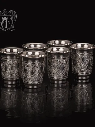 Большие стопки из серебра «Гранд» набор 6 шт