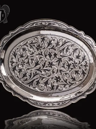 Большой поднос из серебра «Лоза»