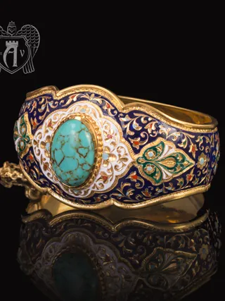 Браслет из серебра «Беатриса» с позолотой и эмалью