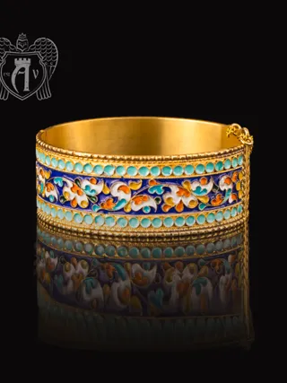 Браслет из серебра «Горянка» с позолотой и эмалью