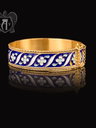 Браслет из серебра «Коко» с позолотой и эмалью