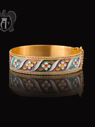 Браслет из серебра «Кристин» с позолотой и эмалью