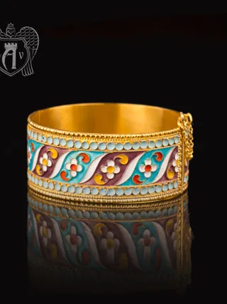 Браслет из серебра «Квилла» с позолотой и эмалью