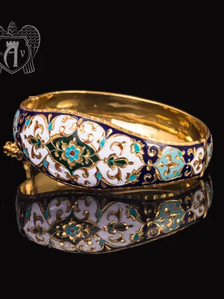 Браслет из серебра «Луиза» с позолотой и эмалью