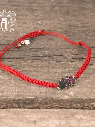 Браслет из серебра на красной нитке «Девочка»