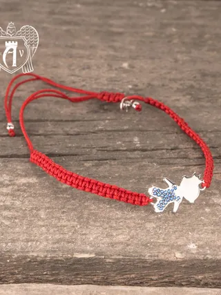 Браслет из серебра на красной нитке «Мальчик»