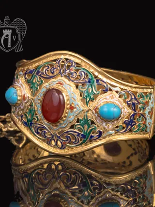 Браслет из серебра «Терезия » с позолотой и эмалью