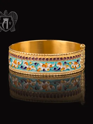 Браслет из серебра «Вязь» с позолотой и эмалью