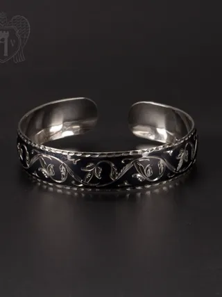 Браслет кубачинский «Эвелина» Ручная работа с узорами горных вершин