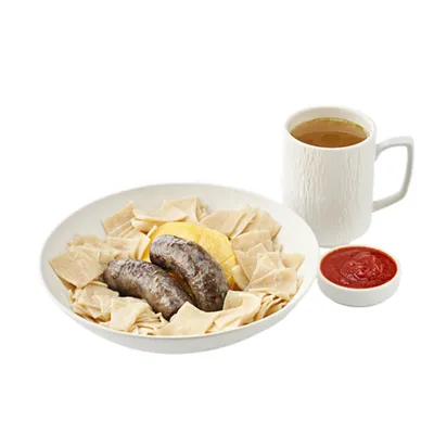 Тонкий хинкал с сушёной колбасой