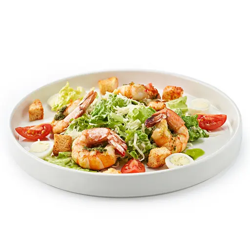 Салат цезарь с креветками