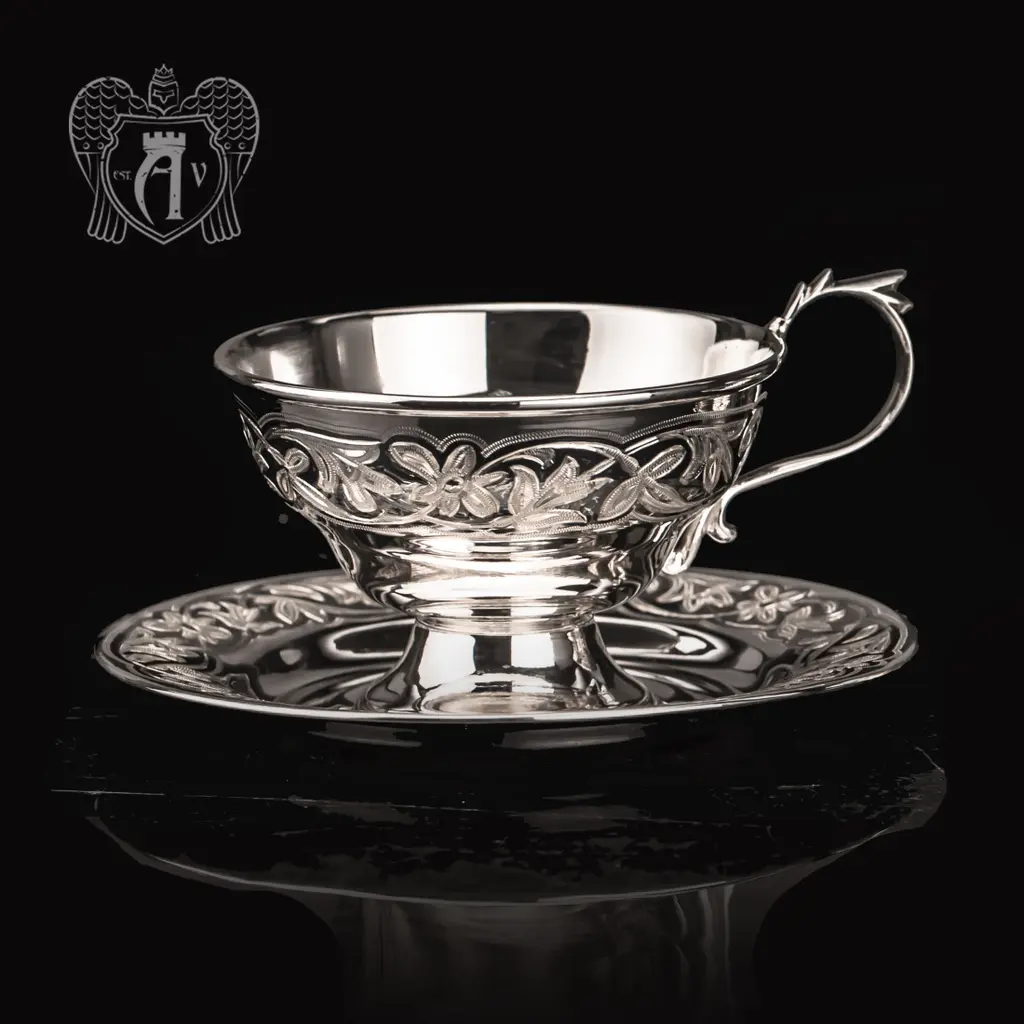 Чашка с блюдцем из серебра «Злата»