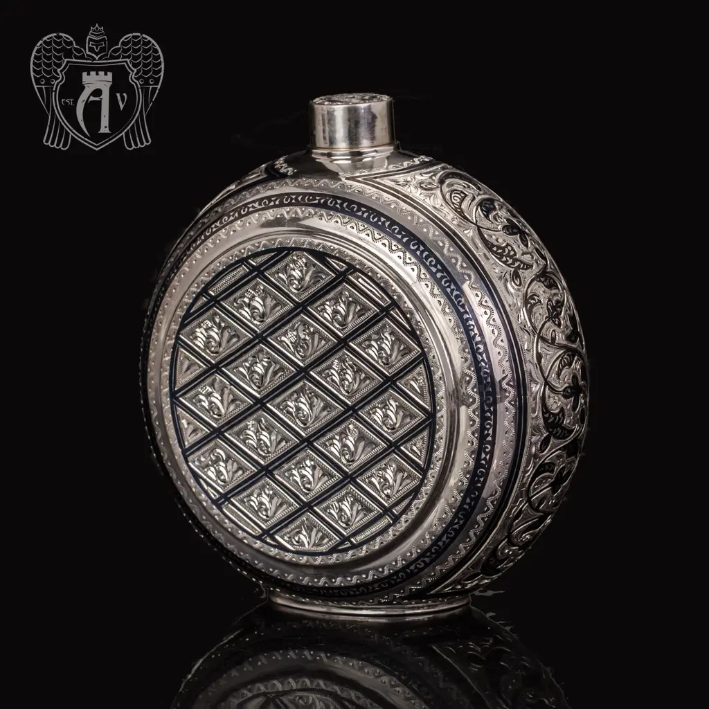 Фляга  большая серебряная «Атлант»