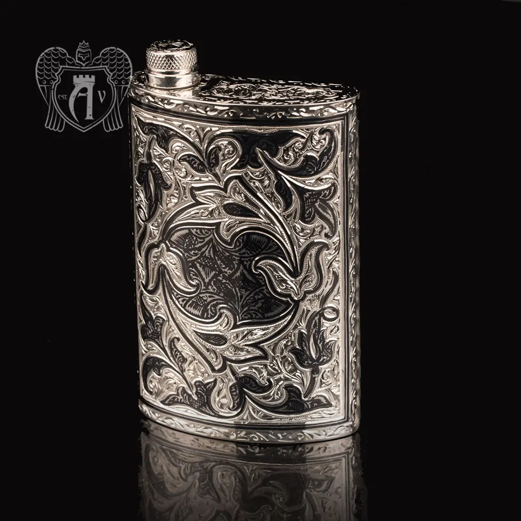 Фляжка из серебра  «Пламя»