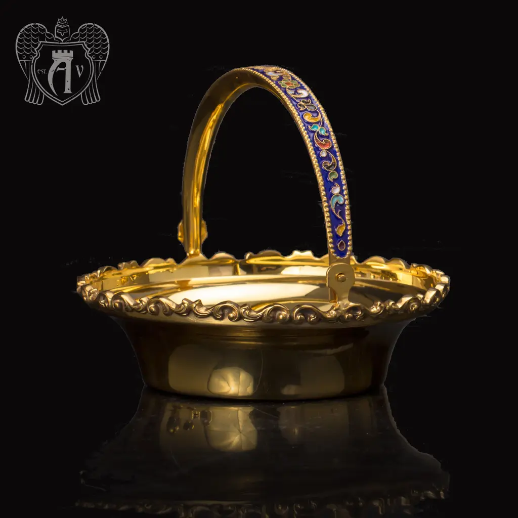 Конфетница\\сахарница из  серебра «Корзинка» с золочением