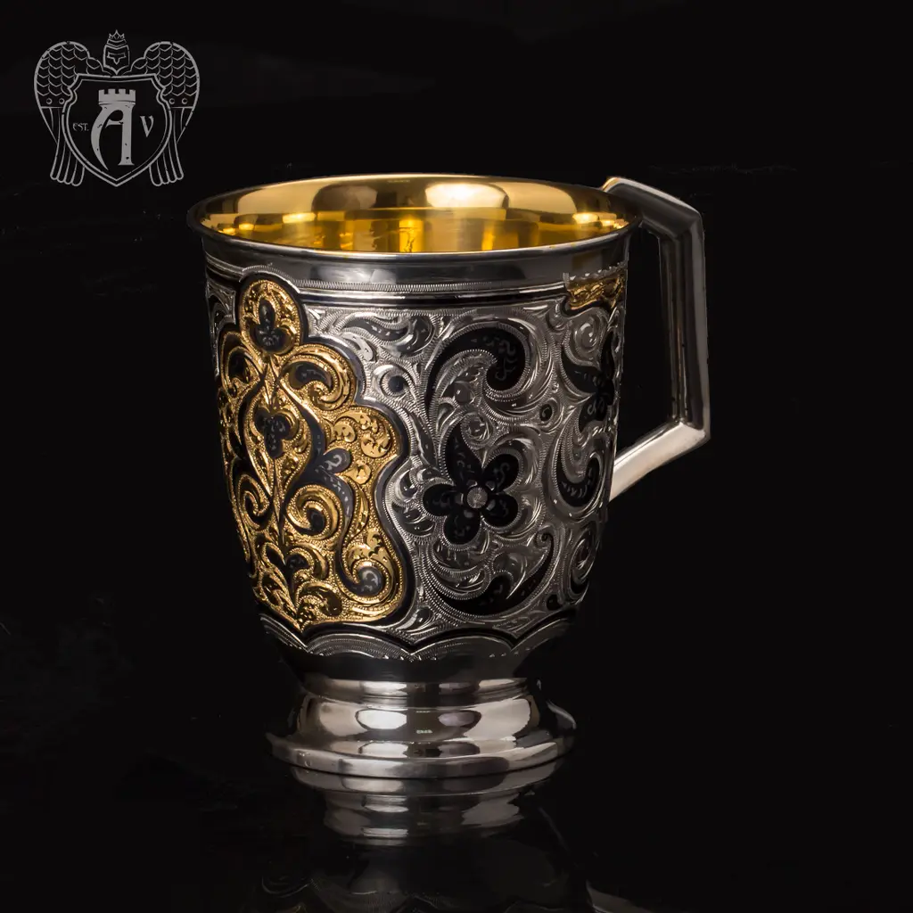 Кружка из серебра «Феникс» с золочением