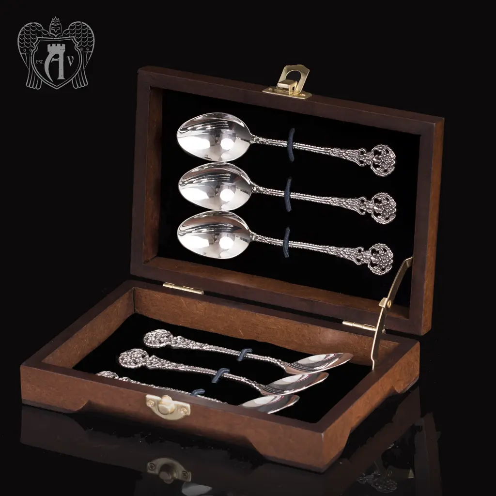 Кубачинские чайные ложки ручной работы «Ажурная» комплект 6 шт