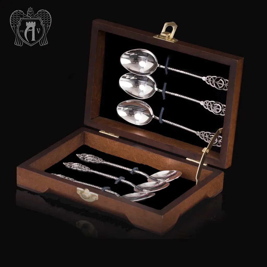 Кубачинские чайные ложки ручной работы «Готика» комплект 6 шт