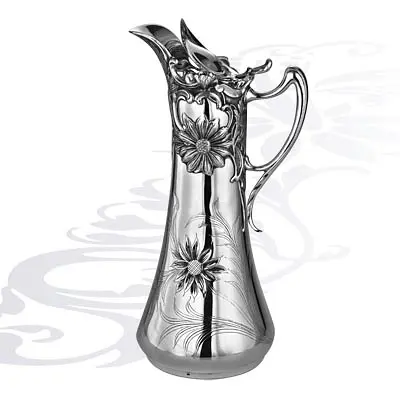 Кувшин из серебра 19965 с элегантным орнаментом ручной работы