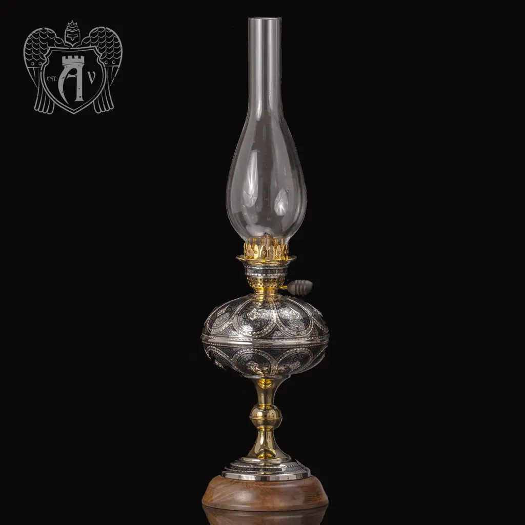 Лампа керосиновая «Ретро» из серебра с позолотой