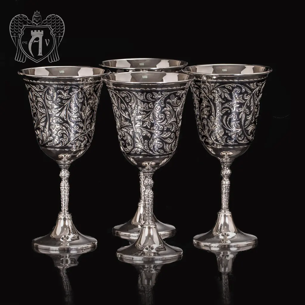 Набор бокалов из серебра «Клио» 4 шт