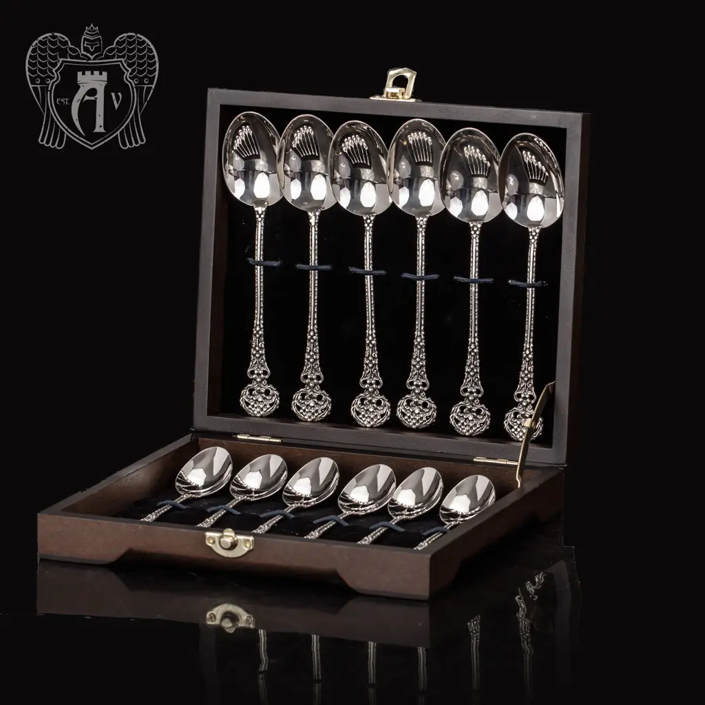 Набор  ложек из серебра на 6 персон «Винтаж» 12 предметов
