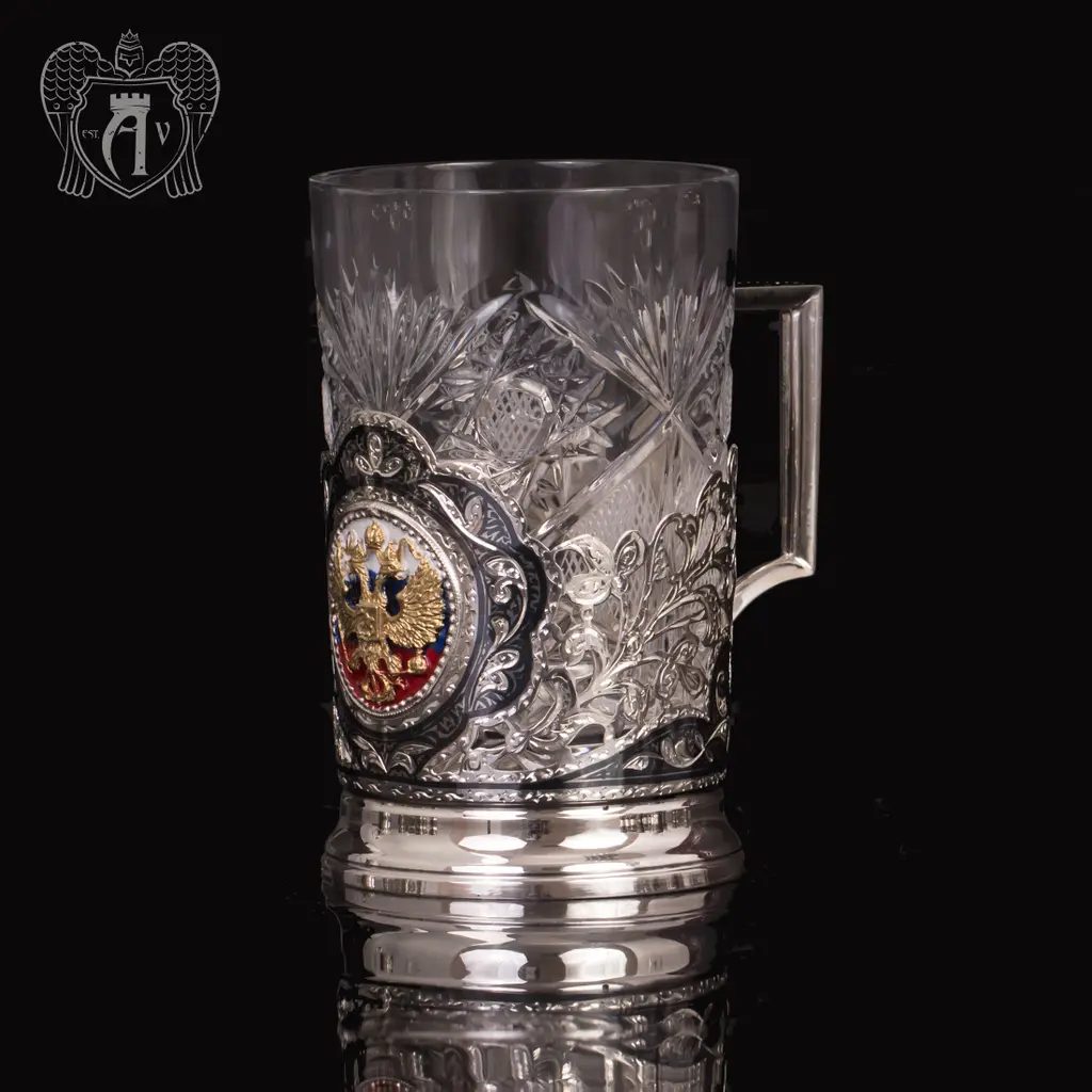 Подстаканник с гербом из серебра  «Двуглавый орел»