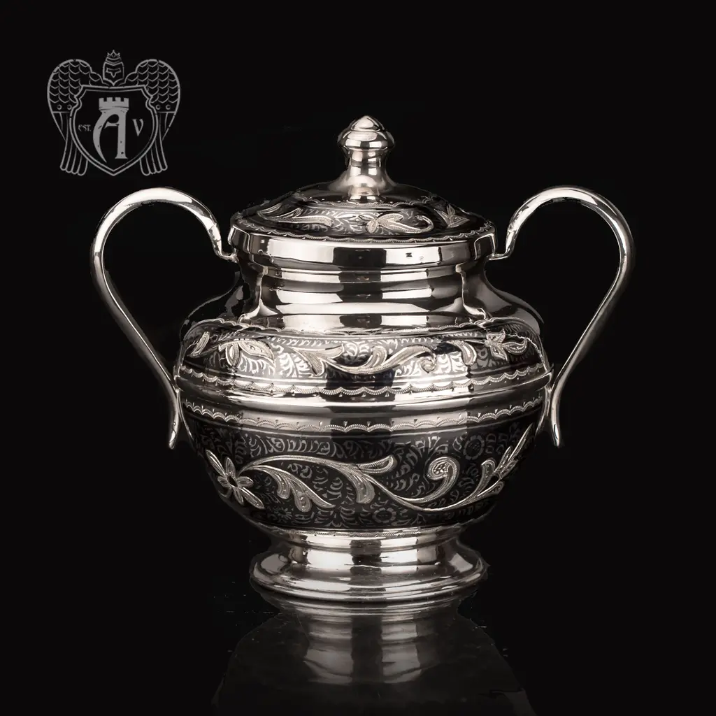 Сахарница серебряная с ручками  «Сильвия»