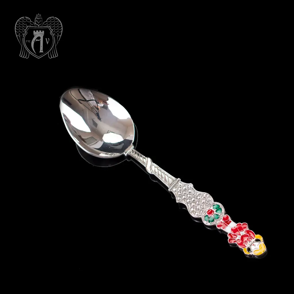 Серебряная чайная ложка с эмалью «Девочка 3»
