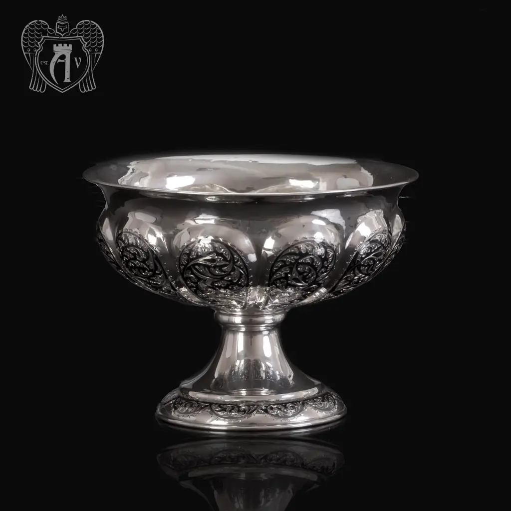 Серебряная ваза для фруктов и сладостей «Мимоза»