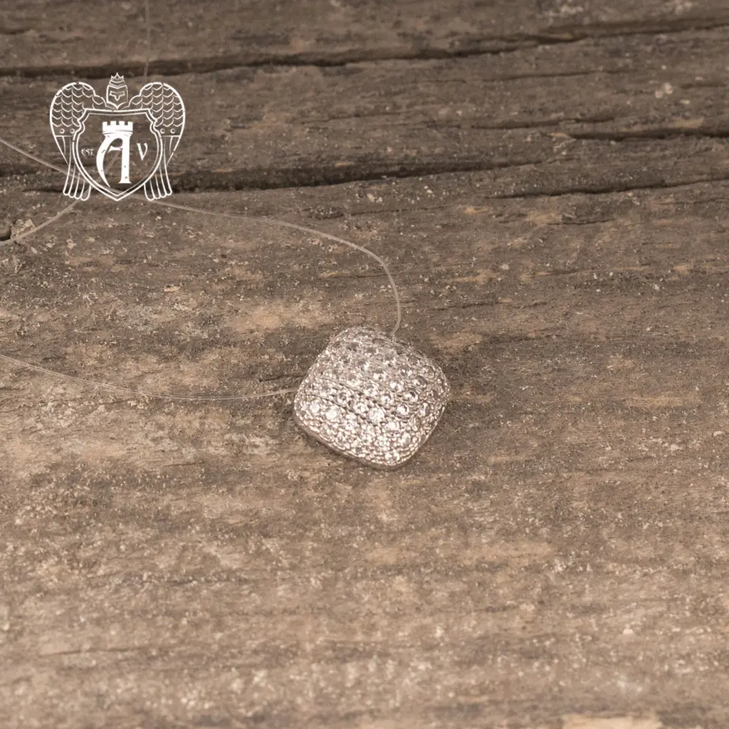 Серебряное колье невидимка «Ромб» на леске