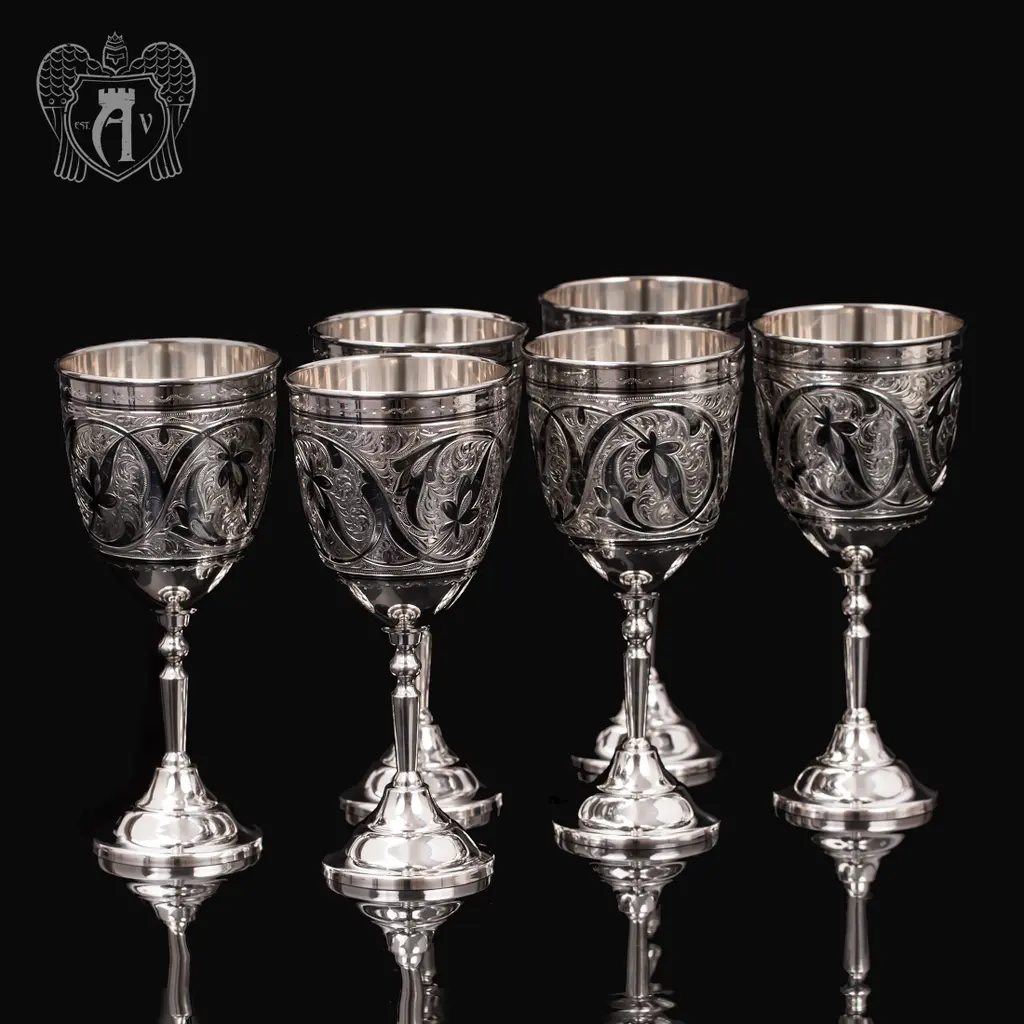 Серебряные бокалы»Roederer» набор 6 шт