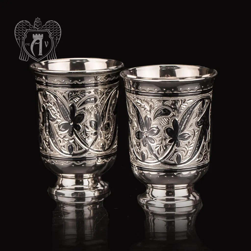 Серебряные стаканы «Вереск» 2 шт