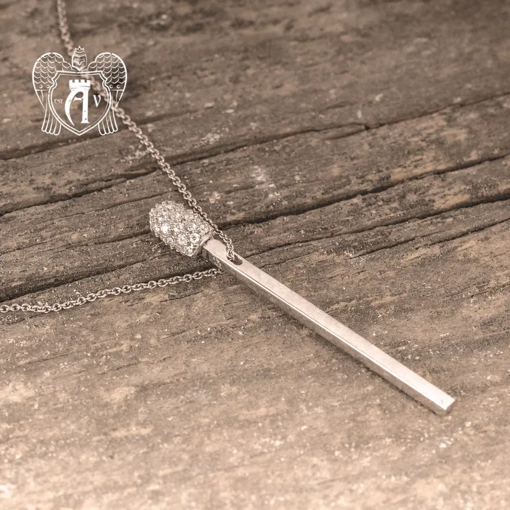 Серебряный кулон«Спичка» с цепью