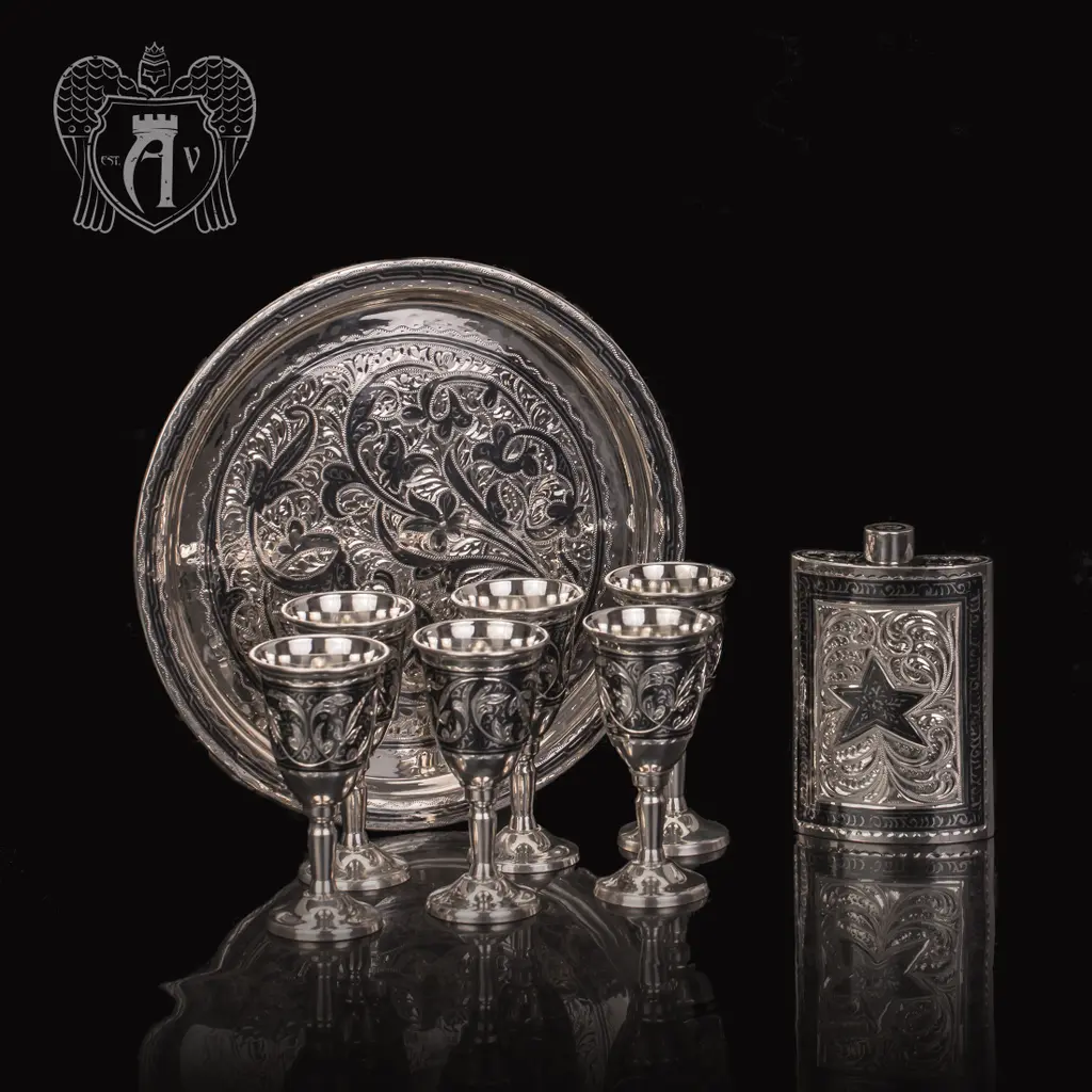 Серебряный  набор для водки и коньяка « Отчизна»