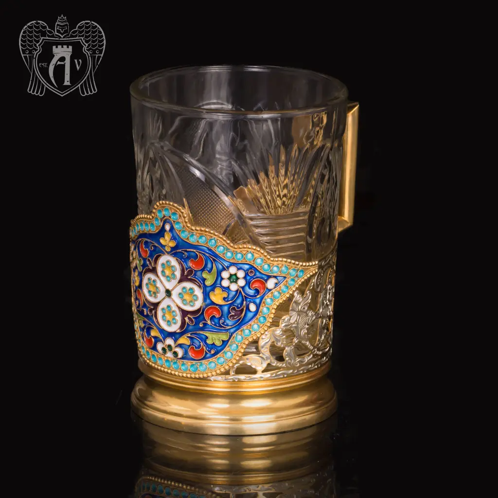 Серебряный подстаканник «Крона» с позолотой