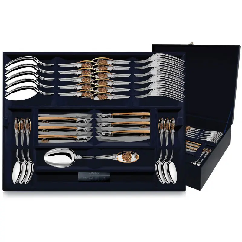 Серебряный столовый набор «Единство» с позолотой 24 предмета