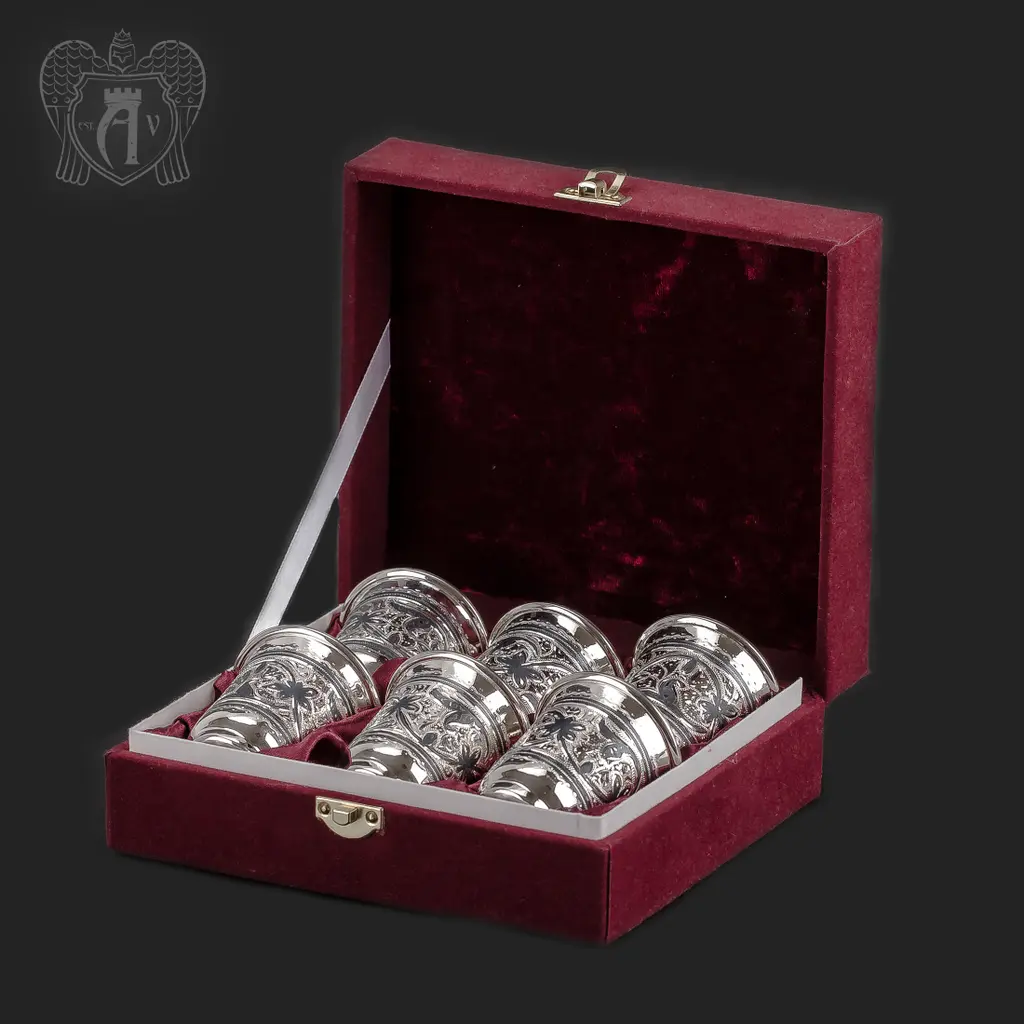 Набор серебряных стопок «Веточка»  6 шт - фото 2