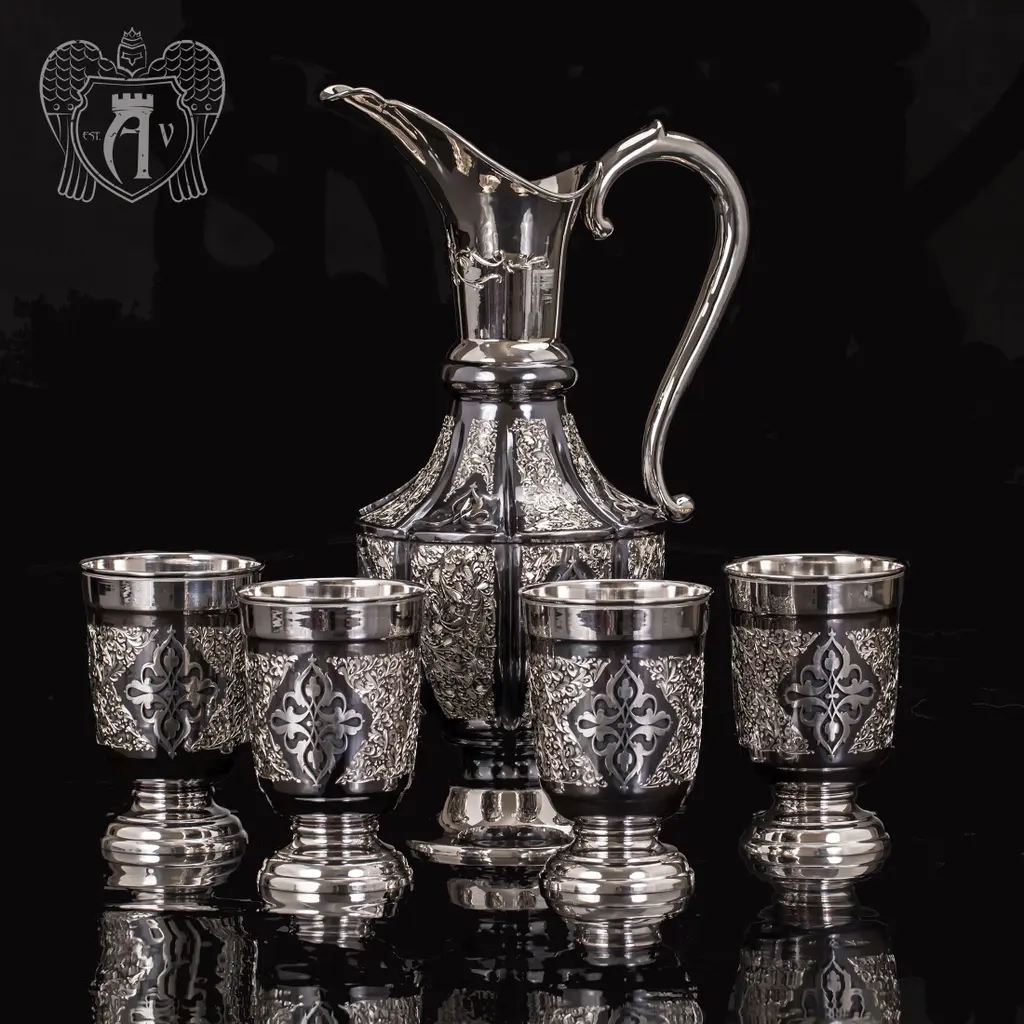 Сервиз для вина и сока из серебра «Далила»