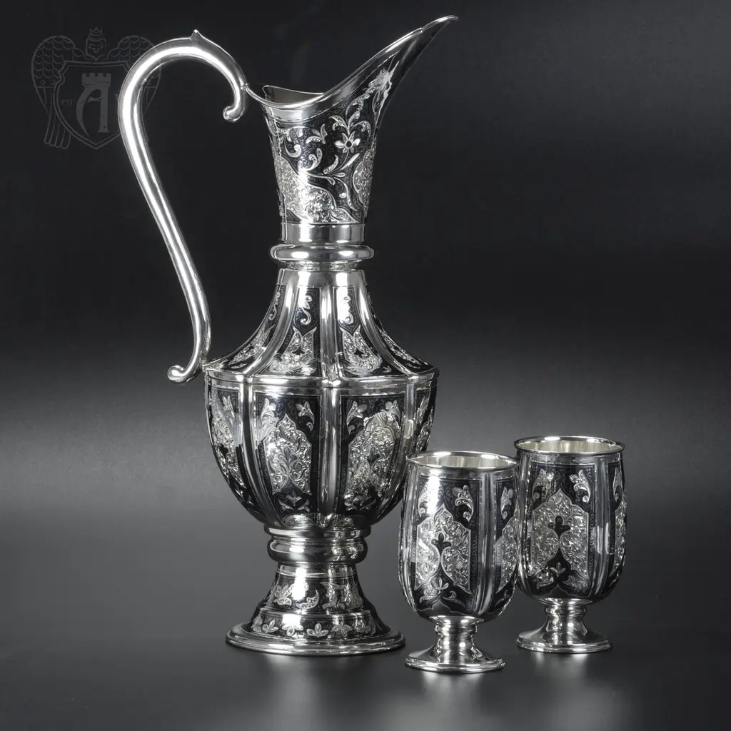 Сервиз серебряный «Южная ночь» 19016 с узорами звездного неба