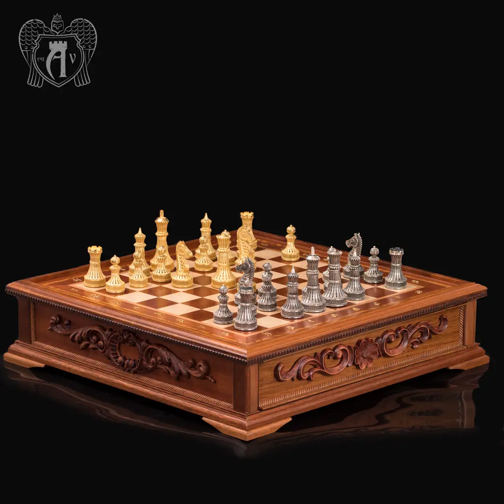 Шахматы из серебра ( филигрань) «Мирный воин»