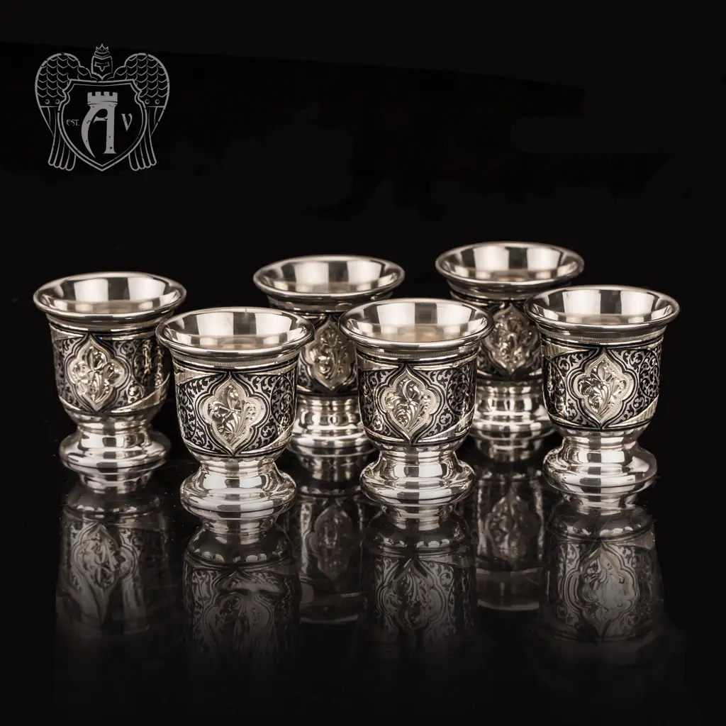 Стопки серебряные «Персия» набор 6 шт