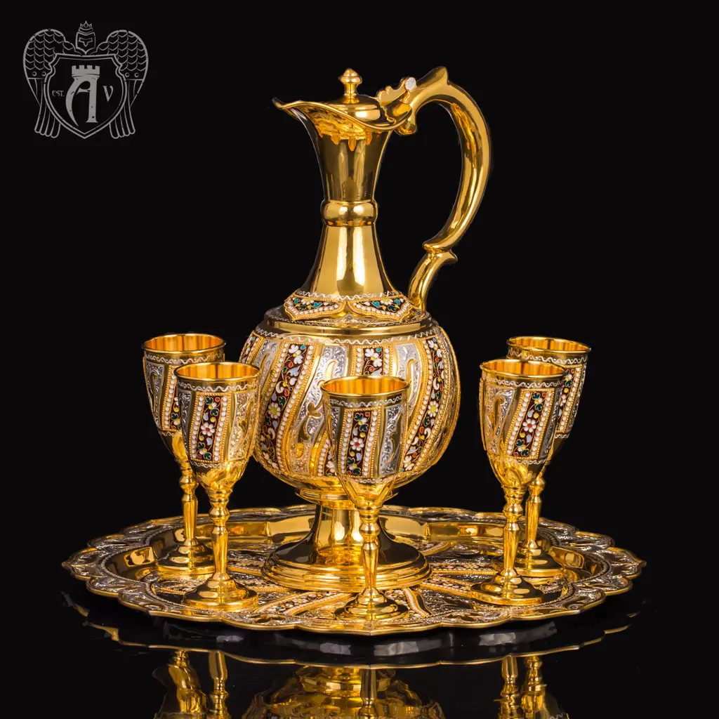 Винный сервиз из серебра с позолотой и эмалью «Борджиа»