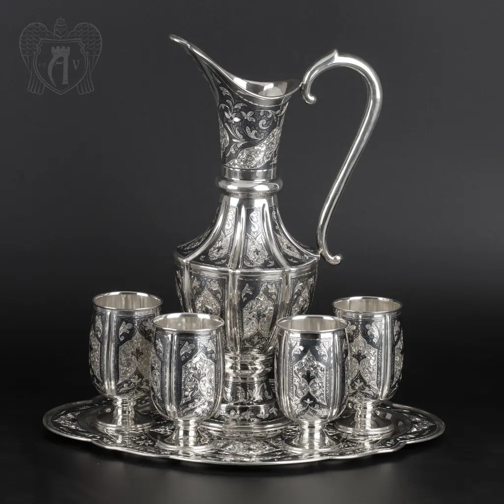 Сервиз серебряный «Южная ночь» с росписью звездного неба