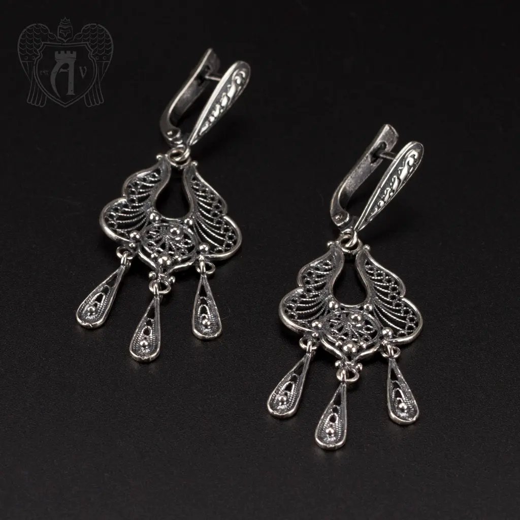 Серьги кубачинские с чернью «Клавдия»