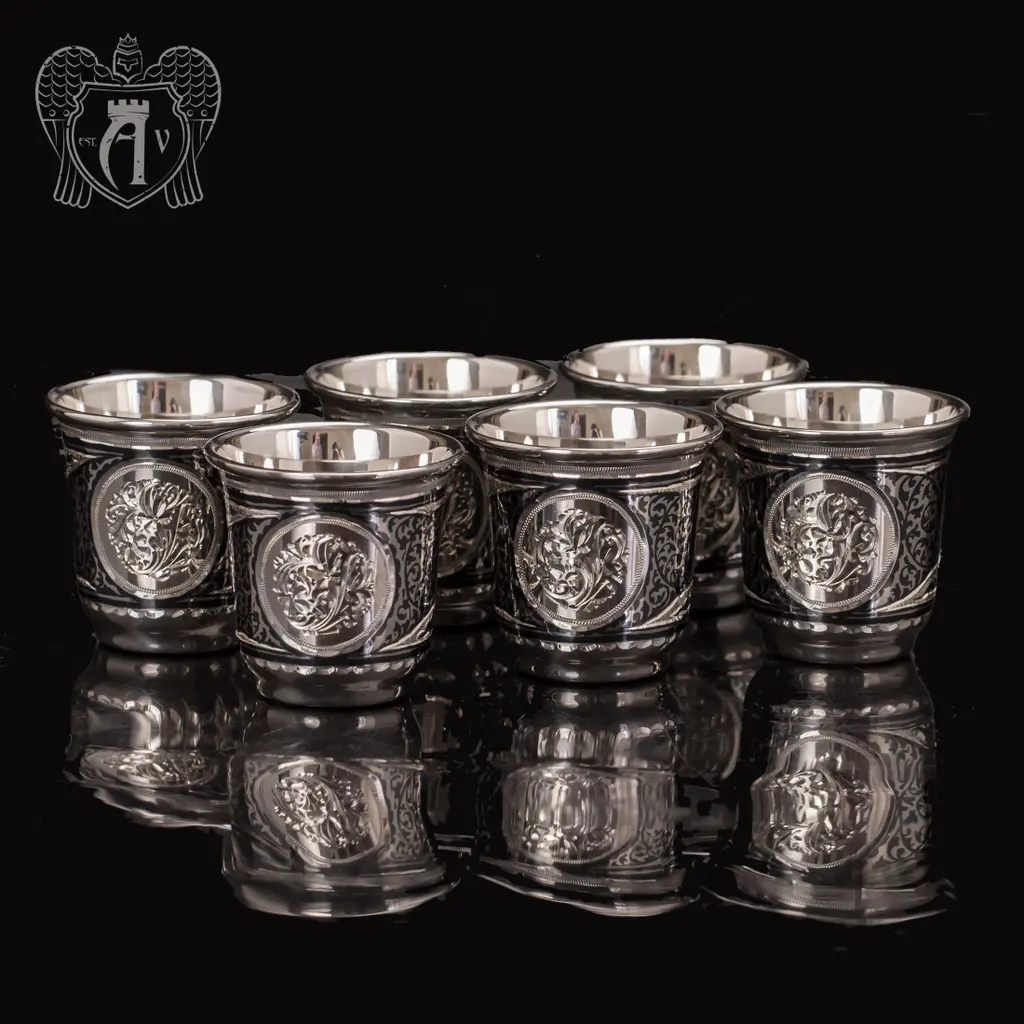 Стопки серебряные «Гелиос» набор 6 шт